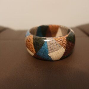 $450 ETRO cuff bangle bracelet multicolor teal, brown, grey, green, and cream